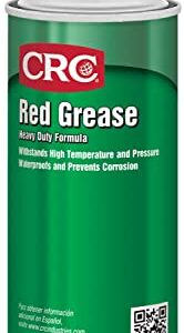 CRC Red Grease 03079 – 11 WT OZ, Multi-Purpose Aerosol Lubricant, Red Color for Easy Visual Inspection