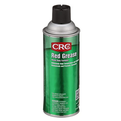 CRC Red Grease 03079 – 11 WT OZ, Multi-Purpose Aerosol Lubricant, Red Color for Easy Visual Inspection