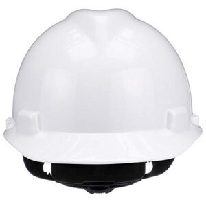 MSA 475358 V-Gard Cap Style Safety Hard Hat With Fas-Trac III Ratchet Suspension | Polyethylene Shell, Superior Impact Protection, Self Adjusting Crown-Straps - Standard Size in White