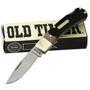 Old Timer 3OT Bearhead Traditional Lockback Pocket Knife with 2.2in High Carbon Stainless Steel Blade, Sawcut Handle, and Convenient Small Size for EDC, Whittling, Camping, Hunting, and Outdoors