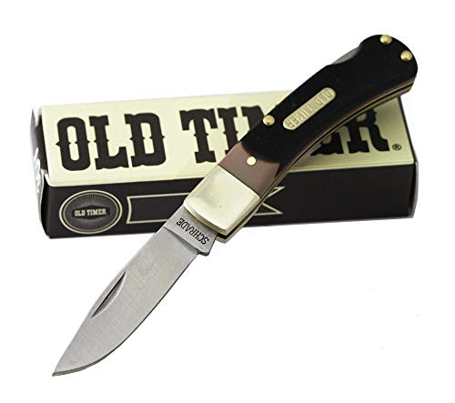 Old Timer 3OT Bearhead Traditional Lockback Pocket Knife with 2.2in High Carbon Stainless Steel Blade, Sawcut Handle, and Convenient Small Size for EDC, Whittling, Camping, Hunting, and Outdoors