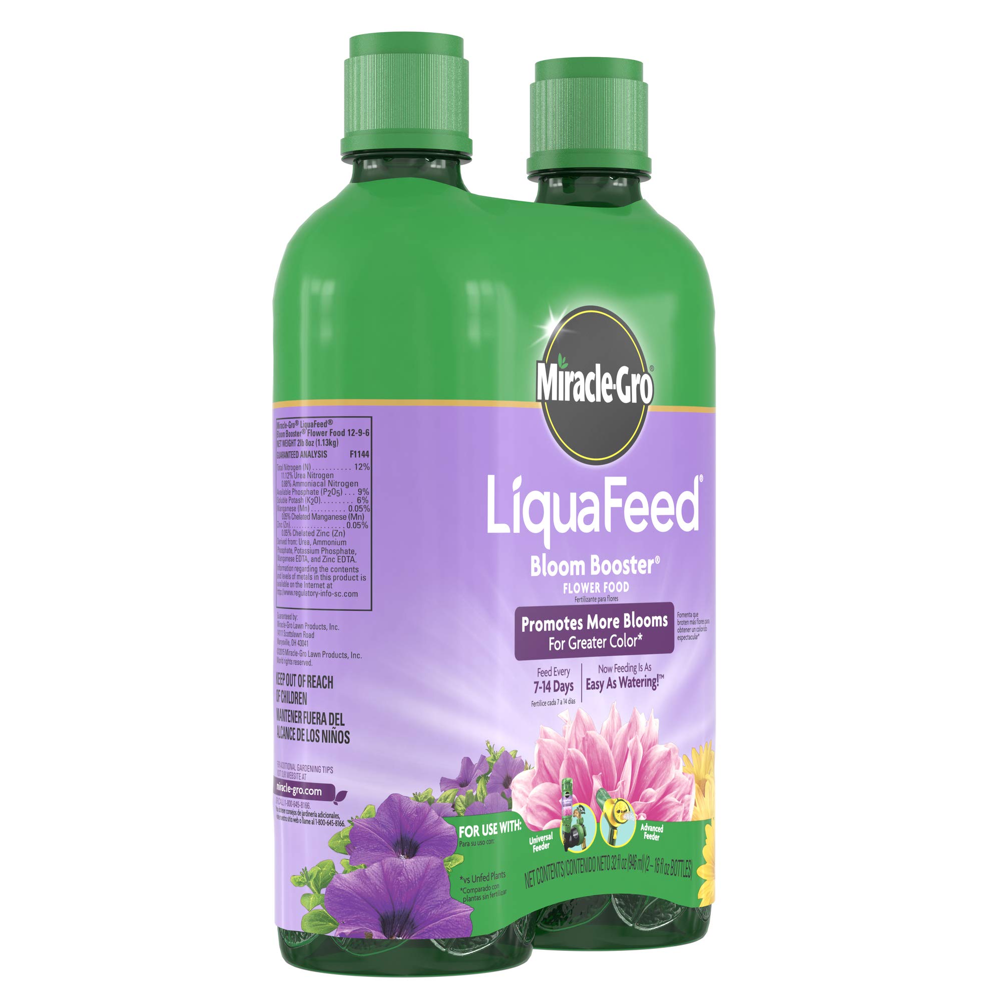 Miracle-Gro Liquafeed Bloom Booster Flower Food Refills, Pack of 2