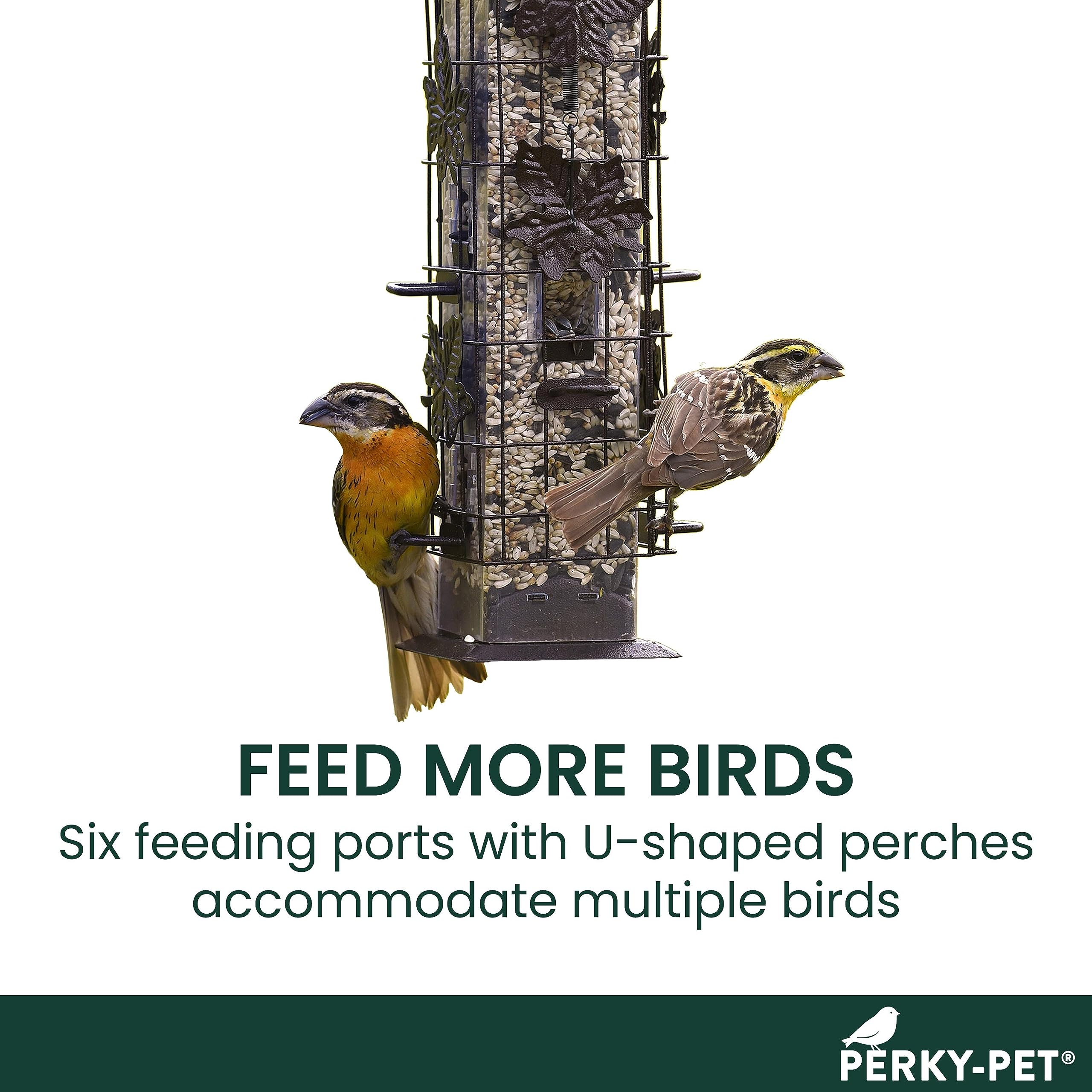 Perky-Pet 336-1SR Squirrel-Be-Gone Bird Feeder, 2LB Squirrel Proof Outdoor Wild Bird Feeder with Weight-Activated Perches