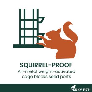 Perky-Pet 336-1SR Squirrel-Be-Gone Bird Feeder, 2LB Squirrel Proof Outdoor Wild Bird Feeder with Weight-Activated Perches