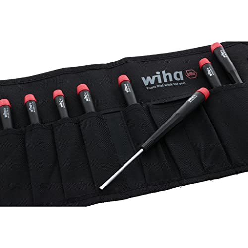 Wiha 26099 Precision Slotted Screwdriver Set in Canvas Pouch, 8 Piece Set