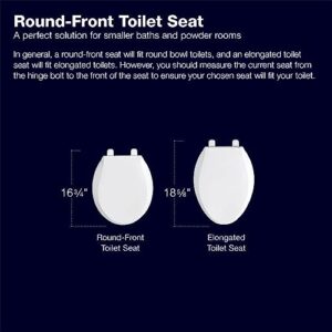 KOHLER 4648-0 Stonewood Toilet Seat Round,Wood Toilet Seat, Round Toilet Seats for Standard Toilets, Toilet Lid with Color-Matched Plastic Hinges, White