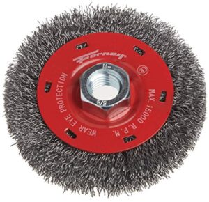 forney 72788 wire wheel brush, coarse crimped with 5/8-inch-11 threaded arbor, 4-inch-by-.014-inch