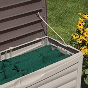 Suncast 63-Gallon Medium Deck Box - Lightweight Resin Indoor/Outdoor Storage Container and Seat for Patio Cushions, Gardening Tools and Toys - Store Items on Patio, Garage, Yard - Gray (DB6300)