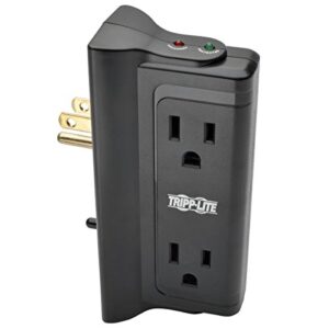 tripp lite 4 side mounted outlet surge protector power strip, direct plug in, black, $25,000 insurance (tlp4bk)