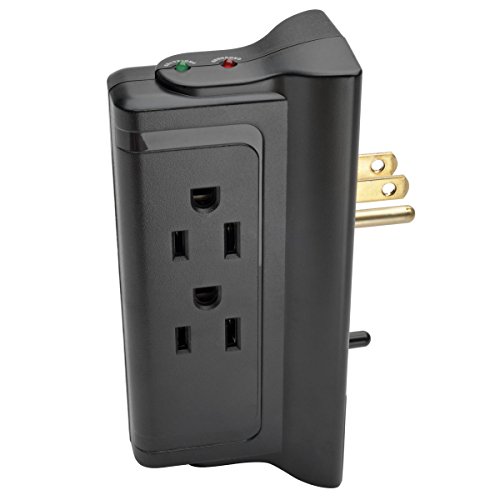 Tripp Lite 4 Side Mounted Outlet Surge Protector Power Strip, Direct Plug In, Black, $25,000 INSURANCE (TLP4BK)