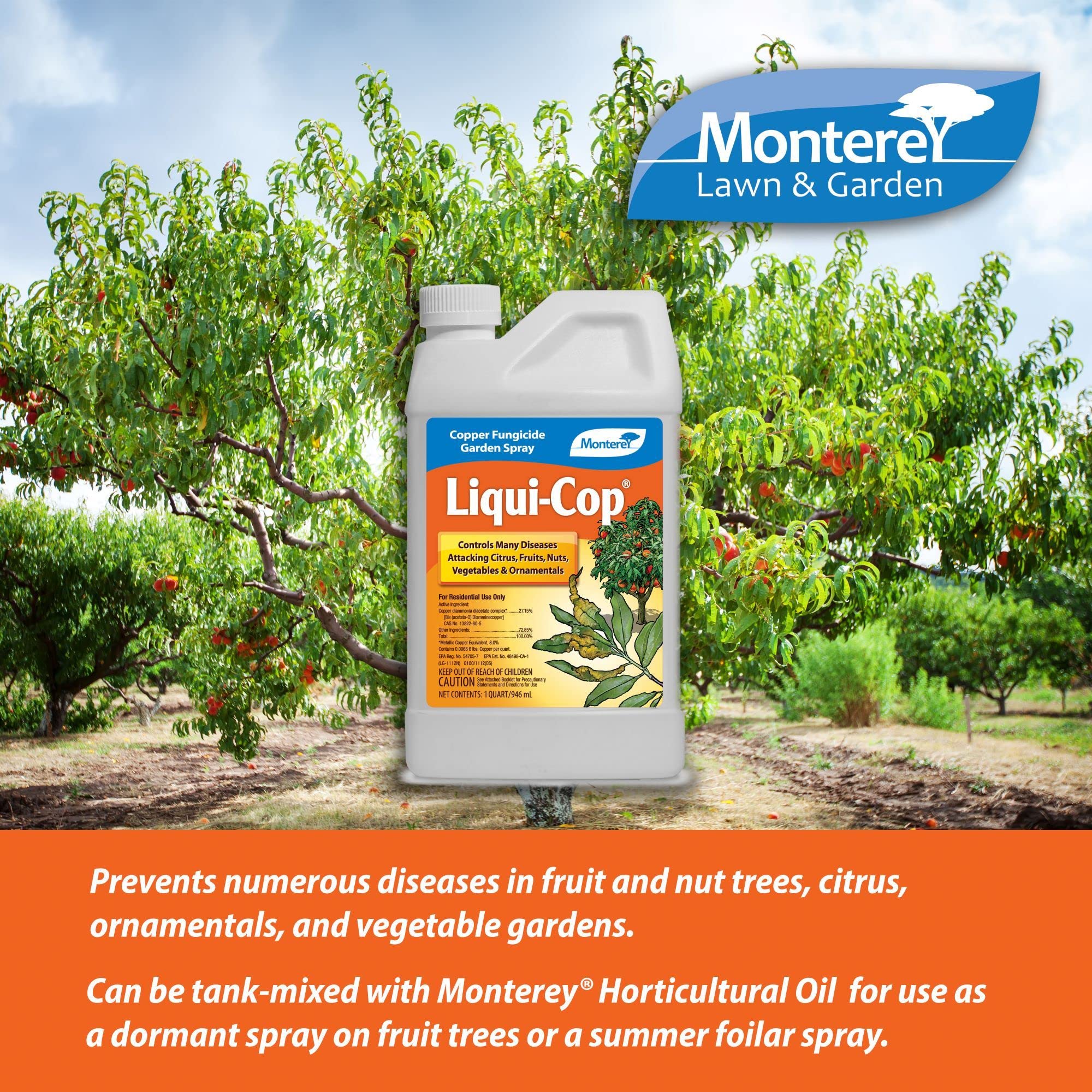 Monterey GL61100047999 32oz Liqui-CopCopper Fung 6/CS Copper Fungicide Spray Conc, 1 qt