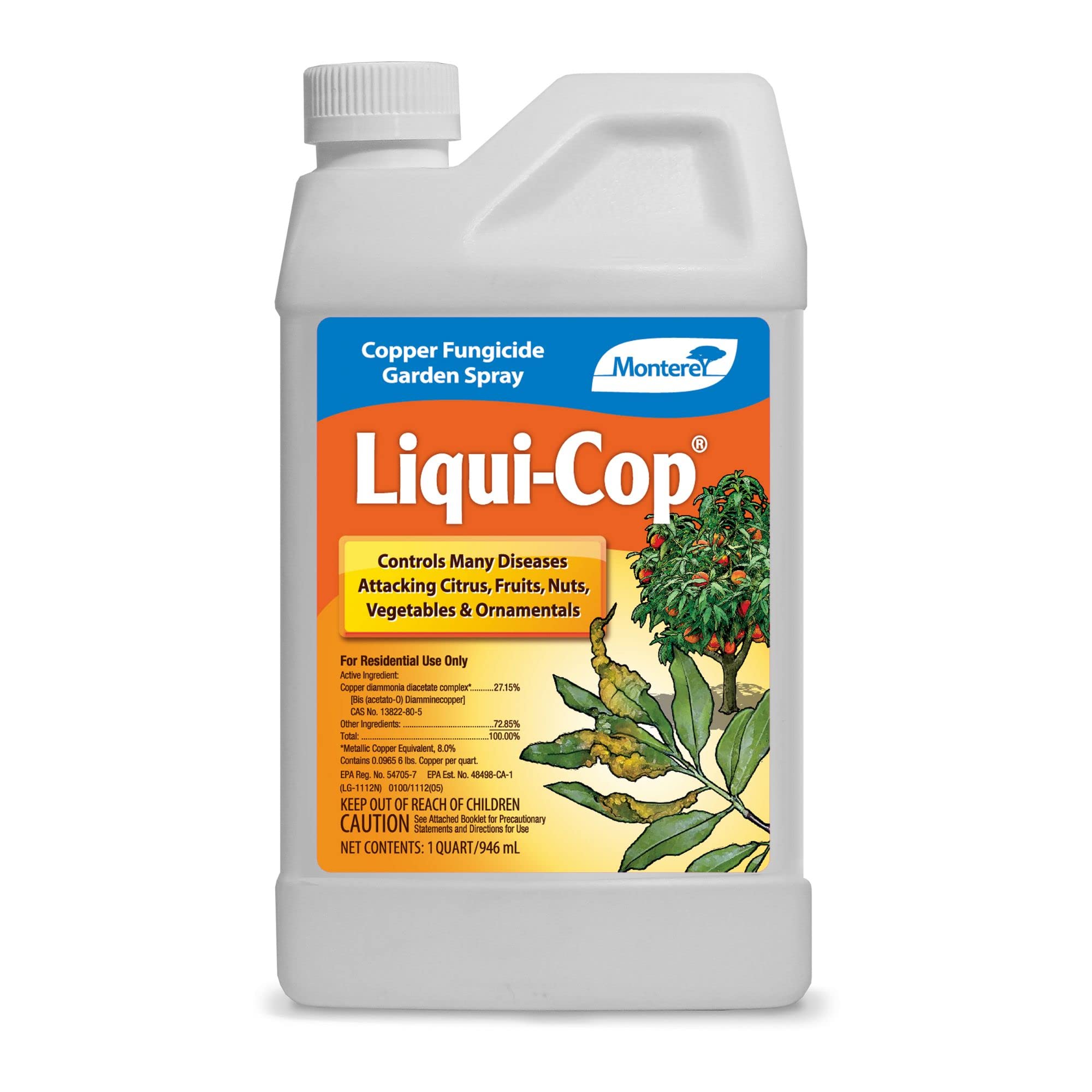 Monterey GL61100047999 32oz Liqui-CopCopper Fung 6/CS Copper Fungicide Spray Conc, 1 qt