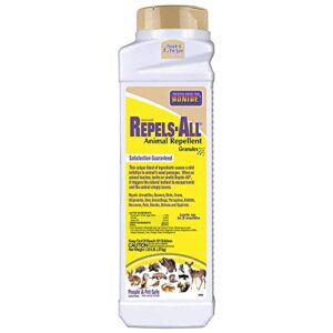 bonide repels-all animal repellent granules, 1.25 lbs. ready-to-use pellets deter pests from lawn & garden, long lasting control
