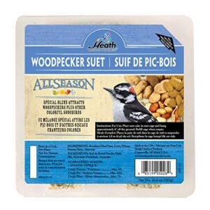 Heath Outdoor Products DD-24 Woodpecker Suet Cake Specially Blend To Attract Woodperkers and Other Colorful Songbirds All-Season No Melt, 5.2 x 1.2 x 5.2 inches, 10 Ounce x 12 Pack, Blue