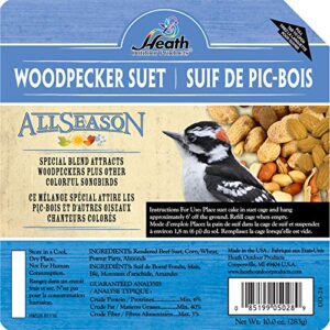 Heath Outdoor Products DD-24 Woodpecker Suet Cake Specially Blend To Attract Woodperkers and Other Colorful Songbirds All-Season No Melt, 5.2 x 1.2 x 5.2 inches, 10 Ounce x 12 Pack, Blue