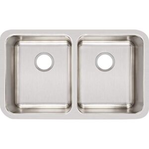 elkay lustertone eluh311810 equal double bowl undermount stainless steel kitchen sink