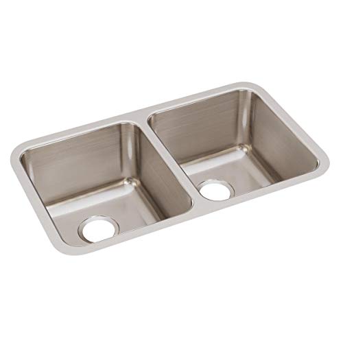 Elkay Lustertone ELUH311810 Equal Double Bowl Undermount Stainless Steel Kitchen Sink