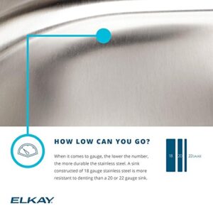 Elkay ELUH1418 Lustertone Classic Single Bowl Undermount Stainless Steel Sink