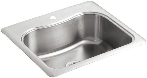 KOHLER K-3362-1-NA Staccato Single-Basin Self-Rimming Kitchen Sink, Stainless Steel