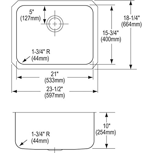 Elkay ELUH211510 Lustertone Classic Single Bowl Undermount Stainless Steel Sink