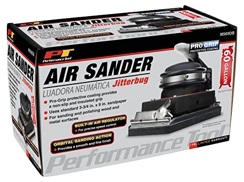 Performance Tool M569DB Jitterbug Air Sander - Professional-Grade Pneumatic Sanding Tool for Quick and Efficient Surface Preparation