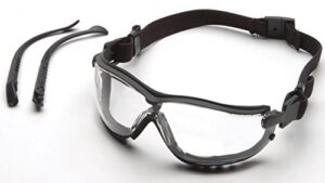 pyramex v2g safety glasses, black frame/clear anti-fog lens
