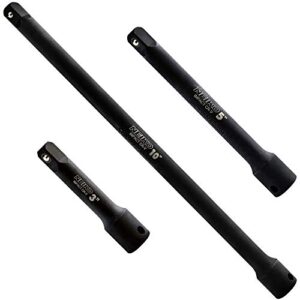 neiko 00234a 3/8-inch-drive impact extension-bar set, made with crv steel, 3-inch, 5-inch, and 10-inch sizes, 3-piece set