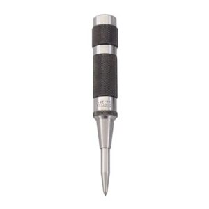 starrett steel automatic center punch with adjustable stroke - 5-1/4" (130mm) length, 11/16" (17mm) punch diameter, lightweight, knurled steel handle - 18c