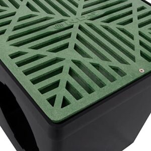 NDS 1212 Square Catch Basin Drain Grate, Standard Design, Fits 12 Inch Catch Basin Drain, Risers and Low Profile Adapter, 12 Inch, Plastic, Green