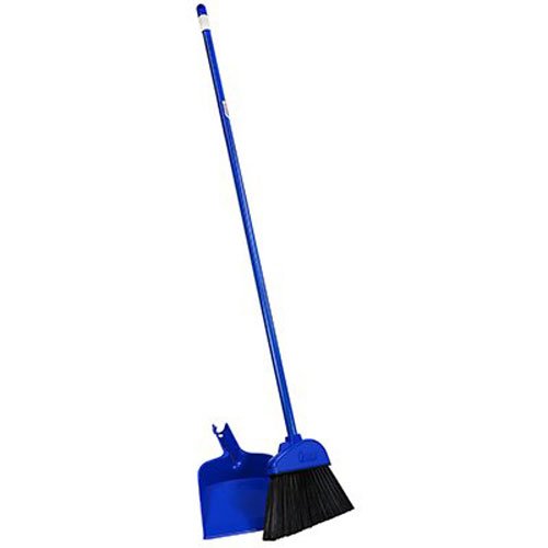 Quickie Angle Cut Broom and Dustpan, Durable Plastic Dustpan and Steel Handle Broom for Cleaning Sweeping Indoor