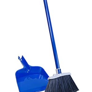 Quickie Angle Cut Broom and Dustpan, Durable Plastic Dustpan and Steel Handle Broom for Cleaning Sweeping Indoor