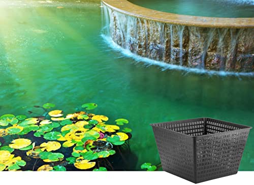 Little Giant 566556 UPB-1212-PW Square Aquatic Plant Basket for Ponds, 11.35 inches Square x 7.35 inches high, Black, 566556