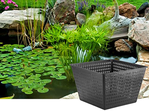 Little Giant 566556 UPB-1212-PW Square Aquatic Plant Basket for Ponds, 11.35 inches Square x 7.35 inches high, Black, 566556