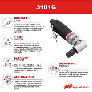 Ingersoll Rand 3101G Air Die Grinder Edge Series – 1/4", Heavy Duty, Right Angle, Ergonomic Grip, Ball Bearing Construction, Lightweight Tool, Black