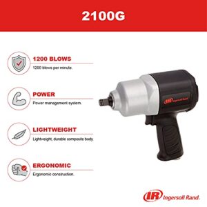 Ingersoll Rand 2100G 1/2" Air Impact Wrench, 550 ft-lb Torque, Friction Ring Retainer, Pistol