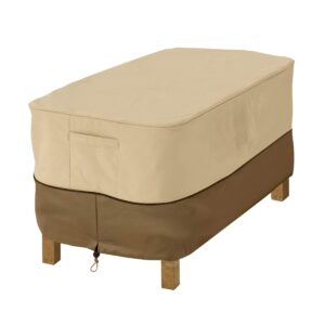 classic accessories veranda water-resistant 32 inch rectangular patio ottoman/side table cover, outdoor table cover