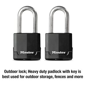 Master Lock M515XTLH Magnum Heavy Duty Padlock with Key, 2 Pack Keyed-Alike, Black