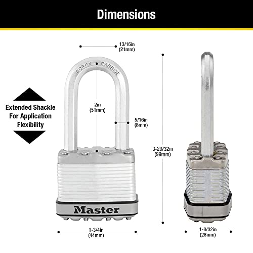 Master Lock M1XTRILH Magnum Heavy Duty Padlock with Key, 3 Pack Keyed-Alike,Silver