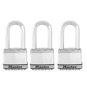 Master Lock M1XTRILH Magnum Heavy Duty Padlock with Key, 3 Pack Keyed-Alike,Silver