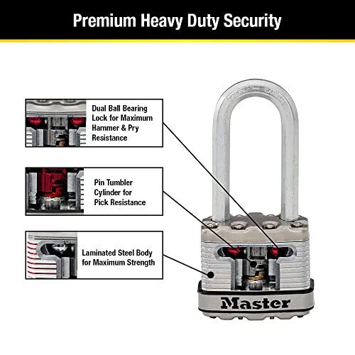 Master Lock M1XTRILH Magnum Heavy Duty Padlock with Key, 3 Pack Keyed-Alike,Silver