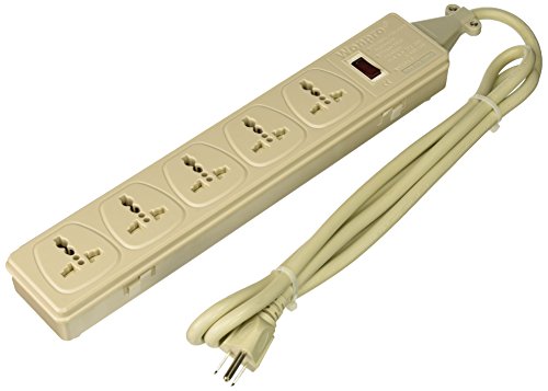 Wonpro Universal Power Strip 5 Outlets 110V-250V and 2500 Watts Built-in Universal Surge Protector with Safety Shutters and Circuit Breaker for Worldwide Use