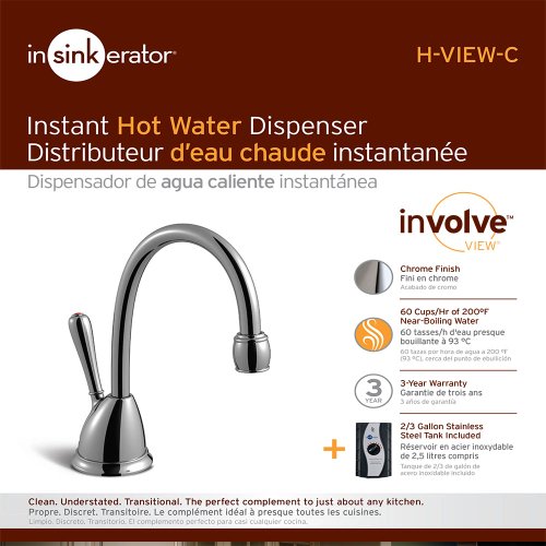 InSinkErator View Instant Hot Water Dispenser System - Faucet & Tank, Satin Nickel, H-View-SN 14.6 x 10 x 8.4 inches