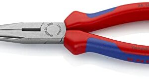 KNIPEX Tools - Long Nose Pliers With Cutter, Multi-Component (2612200), Multi-Colour, 8 inches