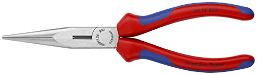 KNIPEX Tools - Long Nose Pliers With Cutter, Multi-Component (2612200), Multi-Colour, 8 inches