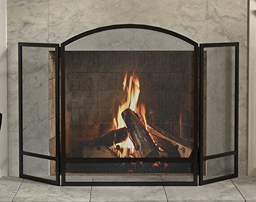 Panacea Products 15951 3-Panel Arch Screen with Double Bar for Fireplace, 29.25 Inch