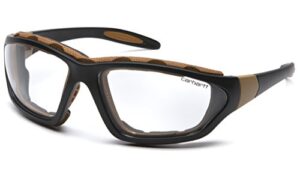carhartt carthage safety eyewear with vented foam carriage, clear anti-fog lens