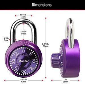 Master Lock Padlock, Mini Dial Combination Lock, 1-9/16 in. Wide, Color Assortment Pack, 1533TRI (Pack of 3)