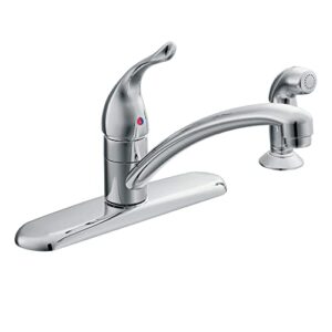 moen chateau chrome one-handle kitchen faucet with protege side spray, 67430, 0.375