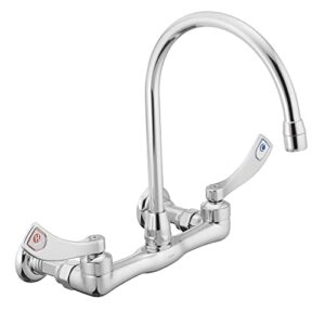 moen m-dura commercial chrome two-handle wall mount utility faucet, 8126