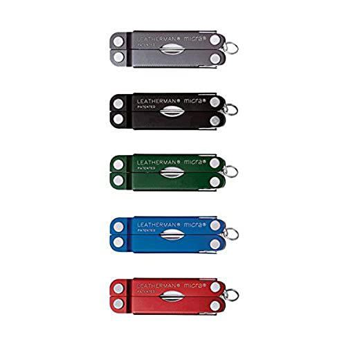 LEATHERMAN, Micra Keychain Multitool with Spring-Action Scissors and Grooming Tools, Stainless Steel, Built in the USA, Red